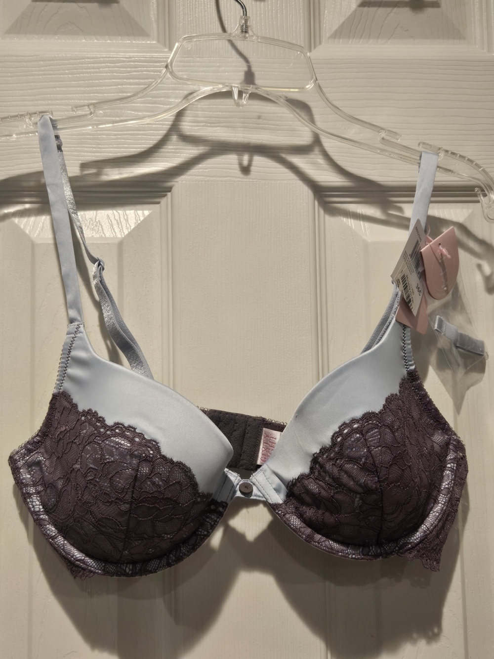 6ixty8ight Multi Way Straps Bra 36C Blue With Brown Plum Floral Lace Underwire
